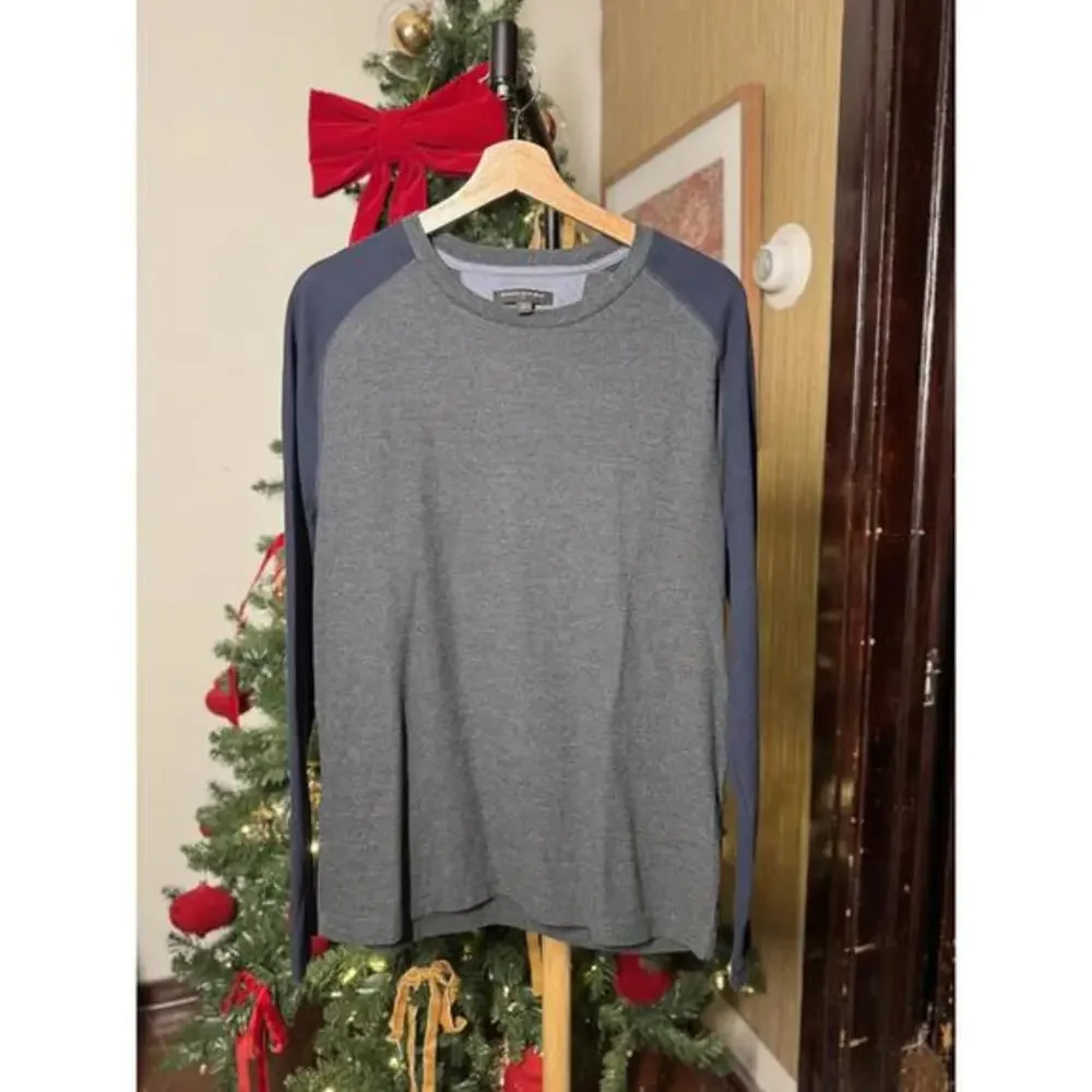 Men's Long Sleeve Raglan T-Shirt, Gray and Navy